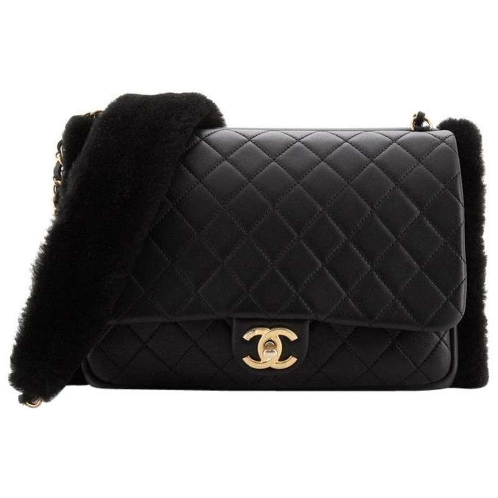 CHANEL Classic lambskin and shearling muff handbag quilted Handwarmer Chain bag